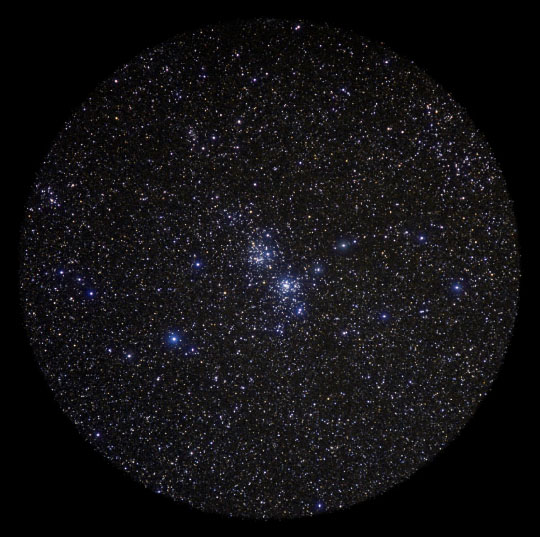 perseus double cluster in binoculars