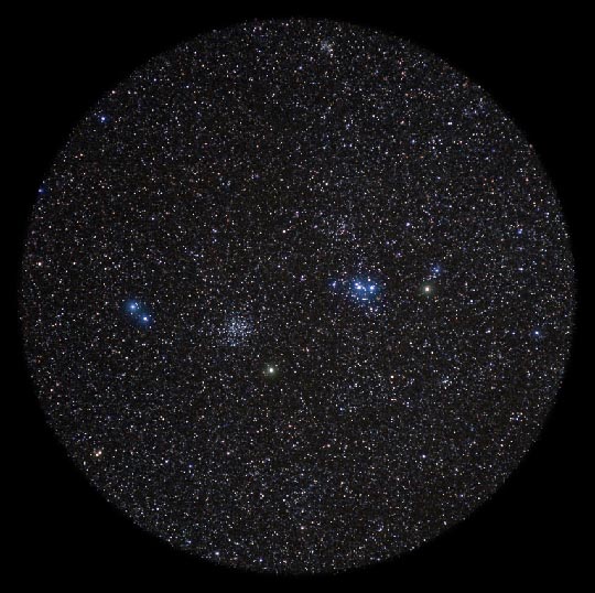 Open Clusters M46 and M47 as seen in binoculars