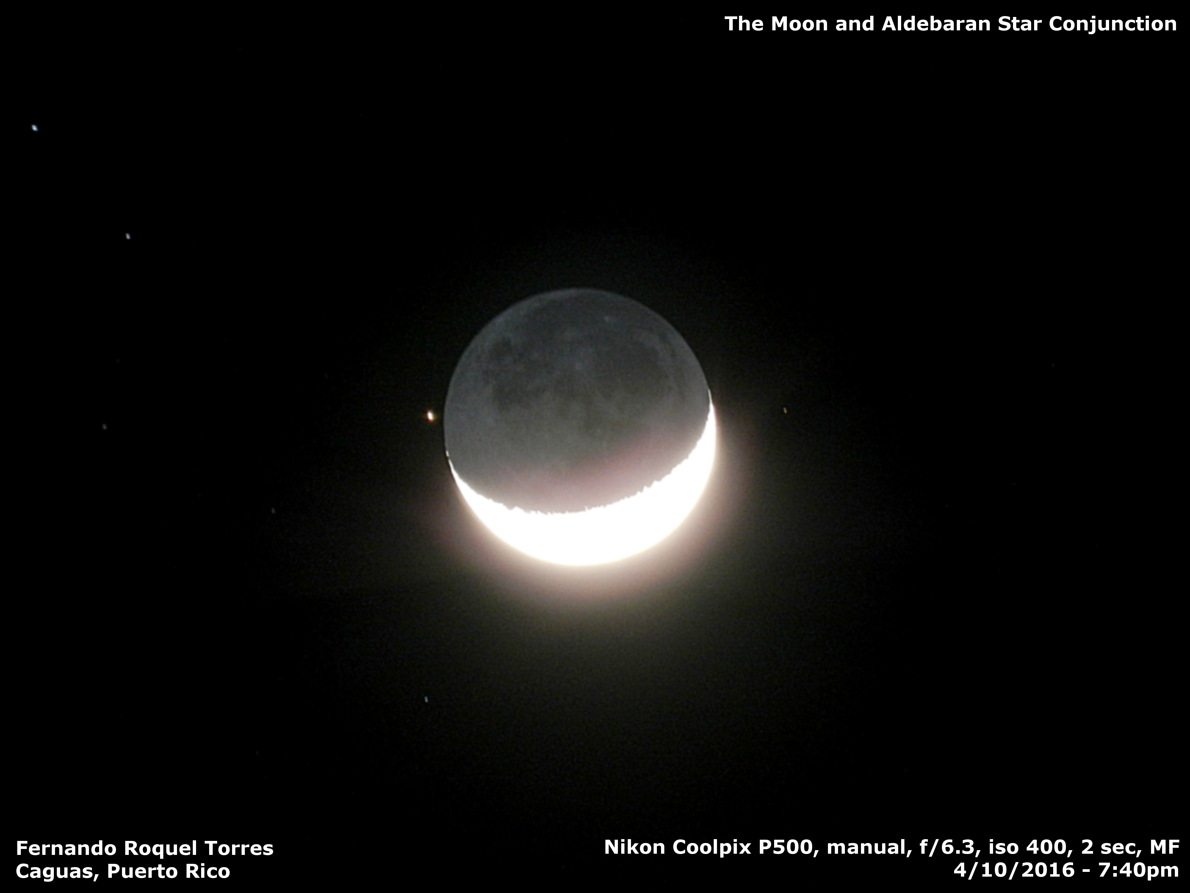 Moon and aldebaran star