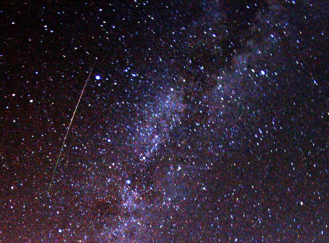 Perseid meteor and Milky Way in 2009