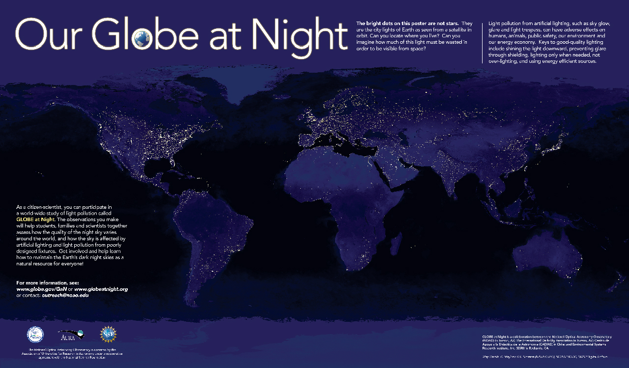 Our Globe At Night Poster